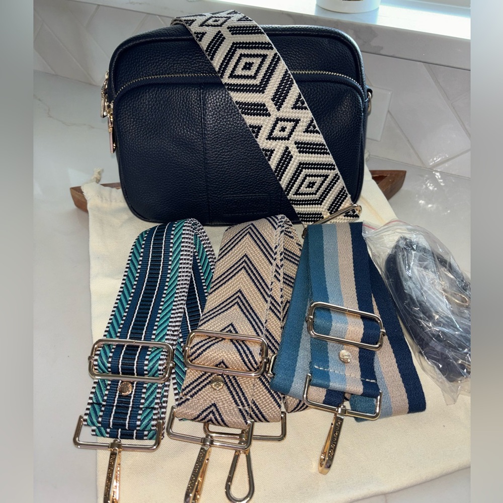 Pom Pom Pompom London Original Plus Crossbody Bag purse bonus bundle navy blue